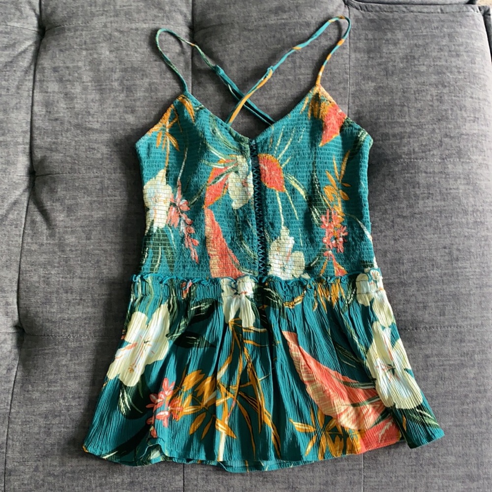 NWOT - Patrons of Peace Teal Strappy Summer Top…